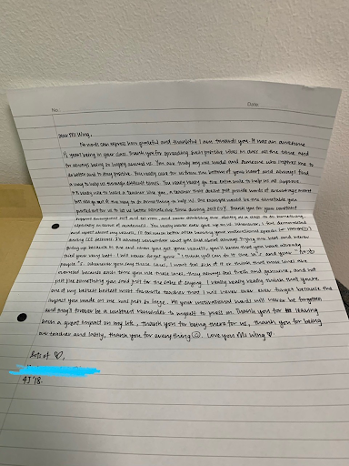 Picture of appreciative letter from secondary student